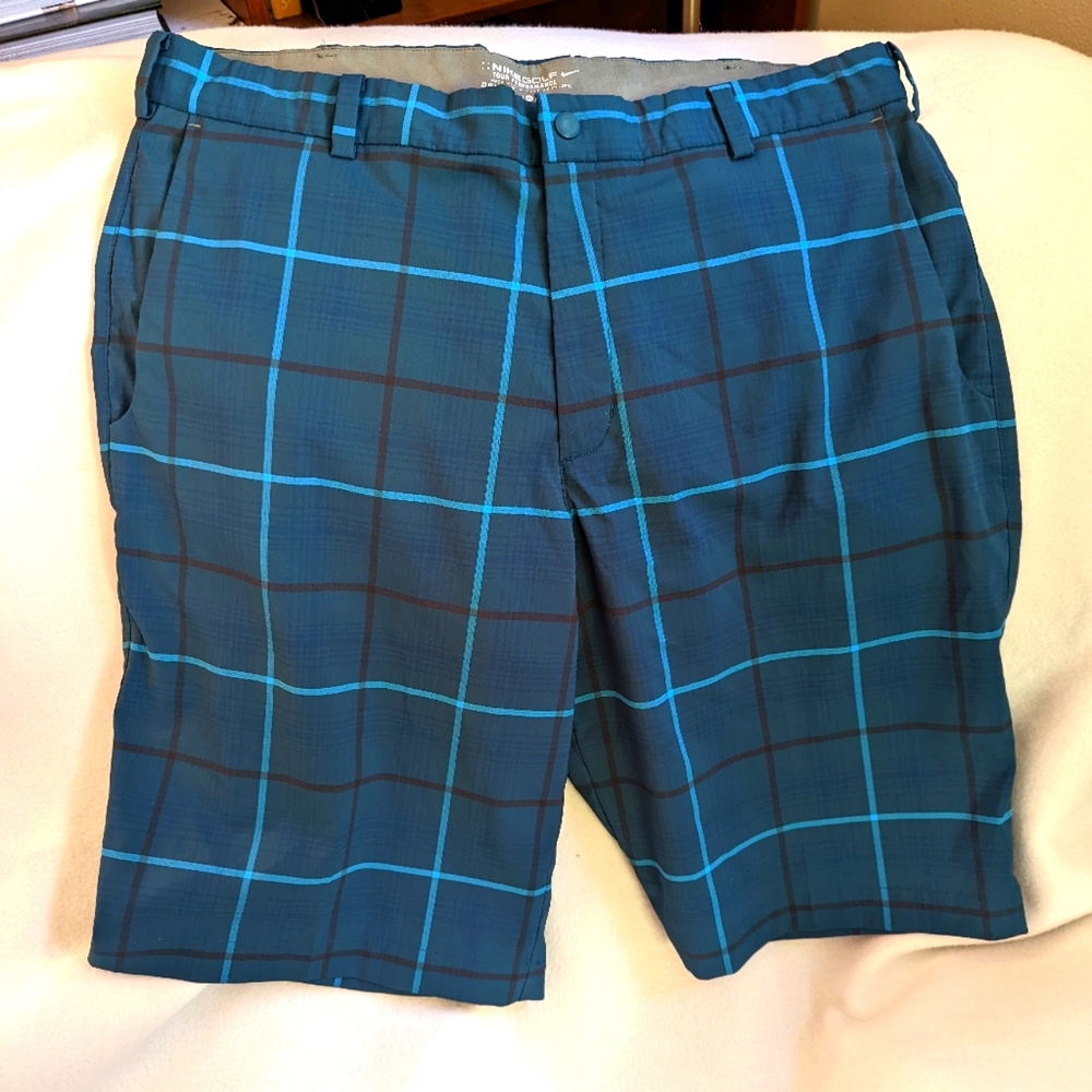 NikeGolf Tour Performance Dri-fit blue plaid shorts